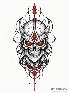 Arcane helm with floating runes, tattoo sketc... - эскиз тату (№1751788211_0, 06.07.2025 07:50) — Tatufoto.com