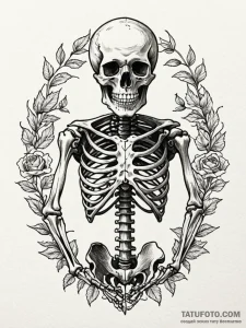 Skeleton, concept art for tattoo, sepia tone... - эскиз тату (№1751788549_0, 06.07.2025 07:55) — Tatufoto.com