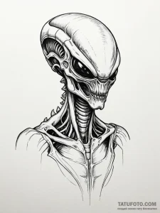 A xenomorph from alien, artistic tattoo sketc... - эскиз тату (№1751788634_0, 06.07.2025 07:57) — Tatufoto.com