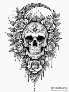 Black moon veiled in smoke, tattoo flash shee... - эскиз тату (№1751788718_0, 06.07.2025 07:58) — Tatufoto.com