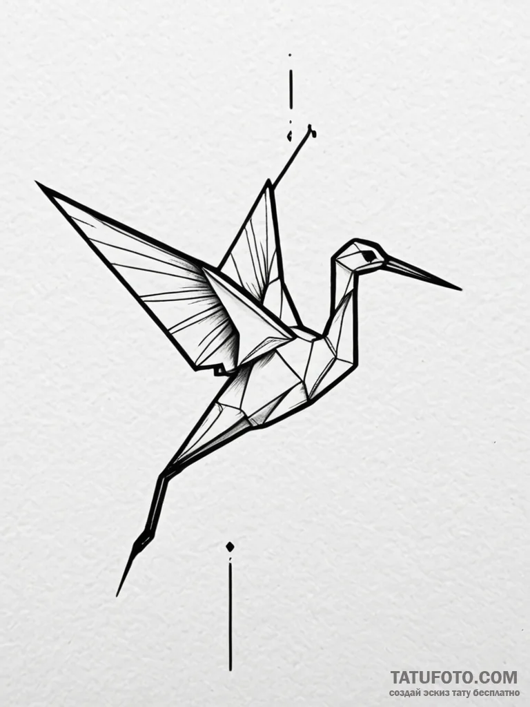 Origami crane turning into a real bird mid-fl... - эскиз тату (№1751788801_0, 06.07.2025 08:00) — Tatufoto.com