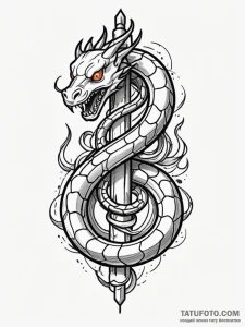 Iron serpent breaking sacred seal, tattoo lin... - эскиз тату (№1751788886_0, 06.07.2025 08:01) — Tatufoto.com