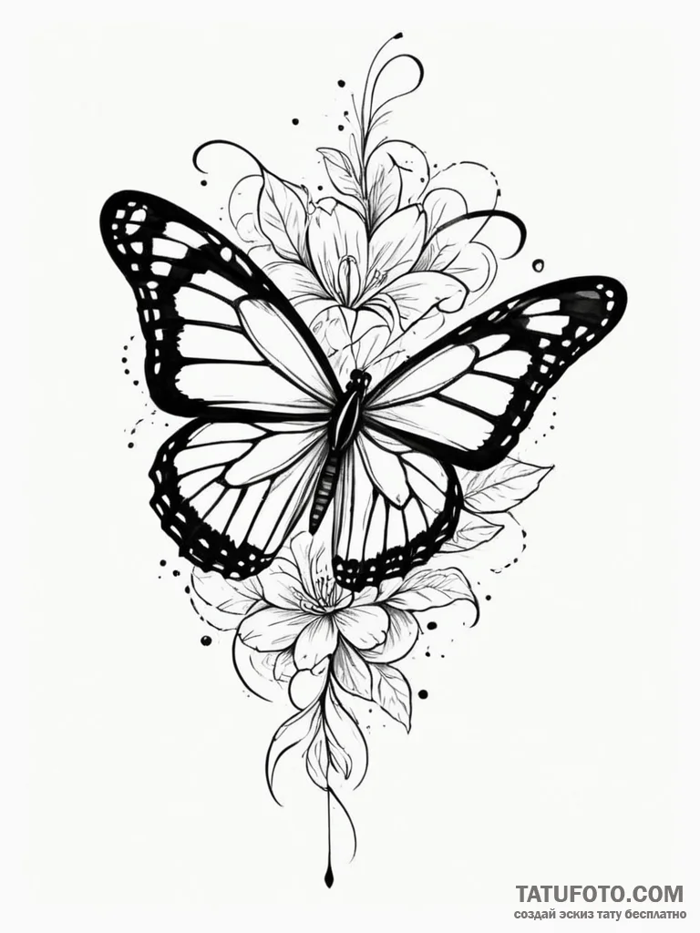 Monarch butterfly, representing transformatio... - эскиз тату (№1751788970_0, 06.07.2025 08:02) — Tatufoto.com