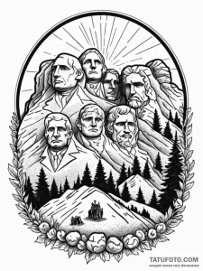 Mount rushmore, but the faces are of four dar... - эскиз тату (№1751789138_0, 06.07.2025 08:05) — Tatufoto.com