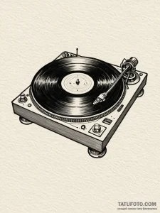 Turntable with a vinyl record of a classic al... - эскиз тату (№1751789932_0, 06.07.2025 08:18) — Tatufoto.com
