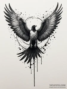 Angel crow with torn wings, concept art for t... - эскиз тату (№1751790308_0, 06.07.2025 08:25) — Tatufoto.com