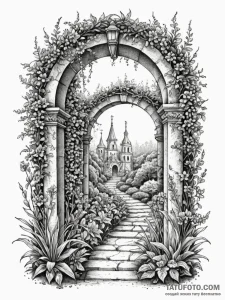 An archway leading into a hidden, lush secret... - эскиз тату (№1751790643_0, 06.07.2025 08:30) — Tatufoto.com