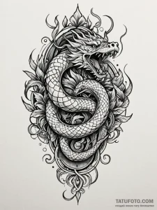 Animated fire serpent in motion, tattoo drawi... - эскиз тату (№1751791315_0, 06.07.2025 08:41) — Tatufoto.com