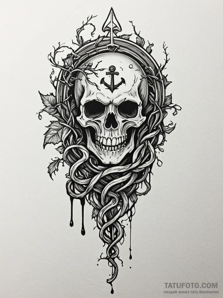Undead vines gripping spectral key, concept a... - эскиз тату (№1751791735_0, 06.07.2025 08:48) — Tatufoto.com
