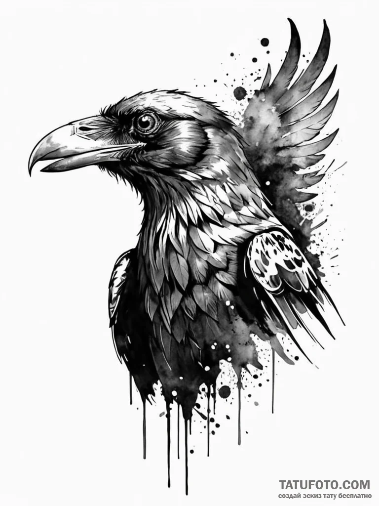 The three-eyed raven from game of thrones, ta... - эскиз тату (№1751791904_0, 06.07.2025 08:51) — Tatufoto.com