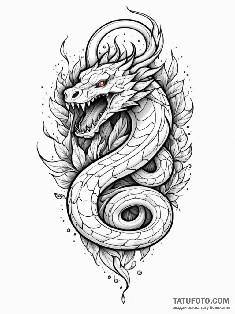 Glacial serpent devouring light, tattoo sketc... - эскиз тату (№1751792073_0, 06.07.2025 08:54) — Tatufoto.com