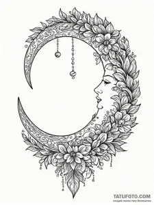 Crescent moon, concept art for tattoo, unique... - эскиз тату (№1751792495_0, 06.07.2025 09:01) — Tatufoto.com