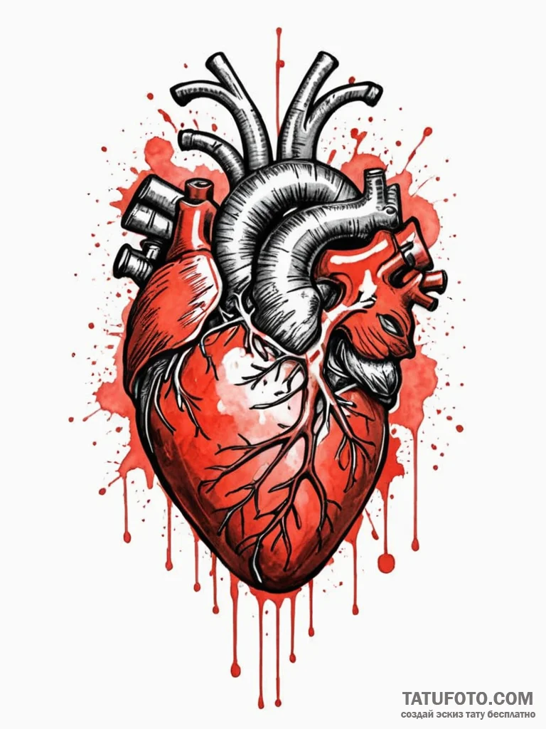 Stethoscope wrapped around an anatomical hear... - эскиз тату (№1751792833_0, 06.07.2025 09:07) — Tatufoto.com