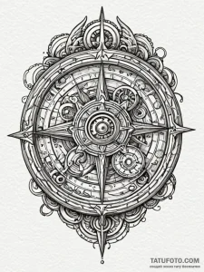 Astrolabe, artistic tattoo sketch, new school... - эскиз тату (№1751793004_0, 06.07.2025 09:10) — Tatufoto.com