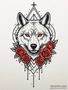 Atomic wolf running through neon city, tattoo... - эскиз тату (№1751793089_0, 06.07.2025 09:11) — Tatufoto.com