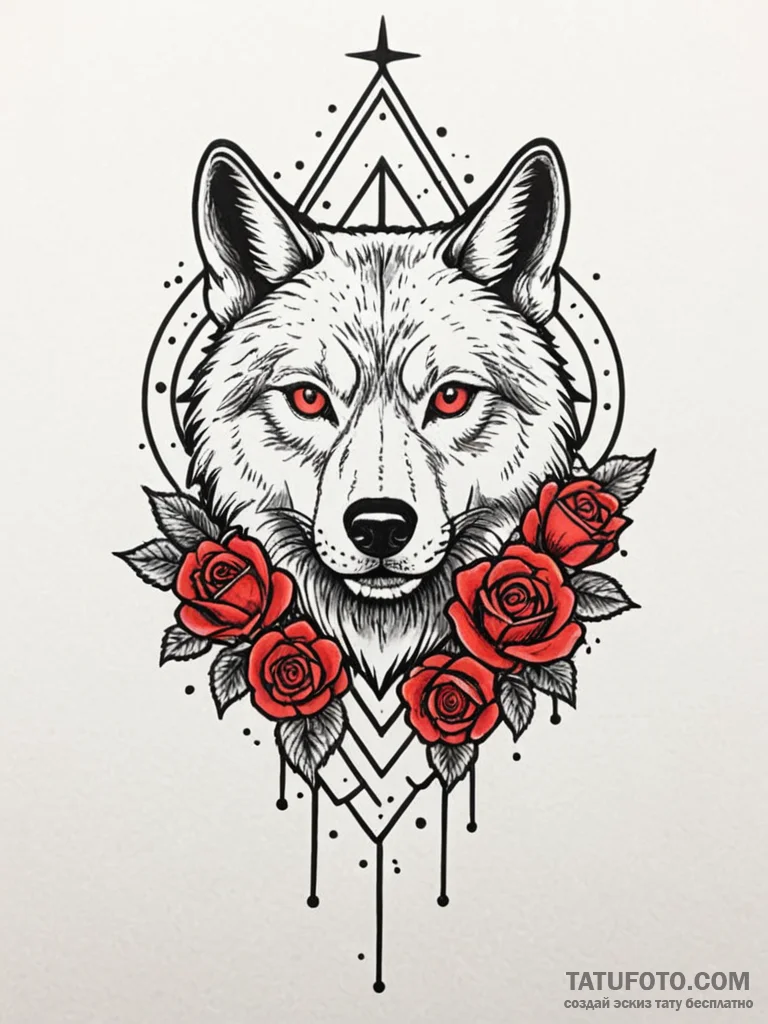 Atomic wolf running through neon city, tattoo… — эскиз тату (№1751793089_0, 06.07.2025 09:11) — Tatufoto.com