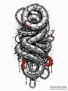 Abyssal serpent wrapped in chains, tattoo ske... - эскиз тату (№1751793343_0, 06.07.2025 09:15) — Tatufoto.com