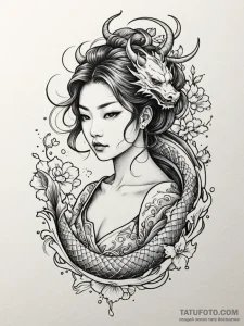 Reading woman, with the story's world materia... - эскиз тату (№1751793427_0, 06.07.2025 09:17) — Tatufoto.com