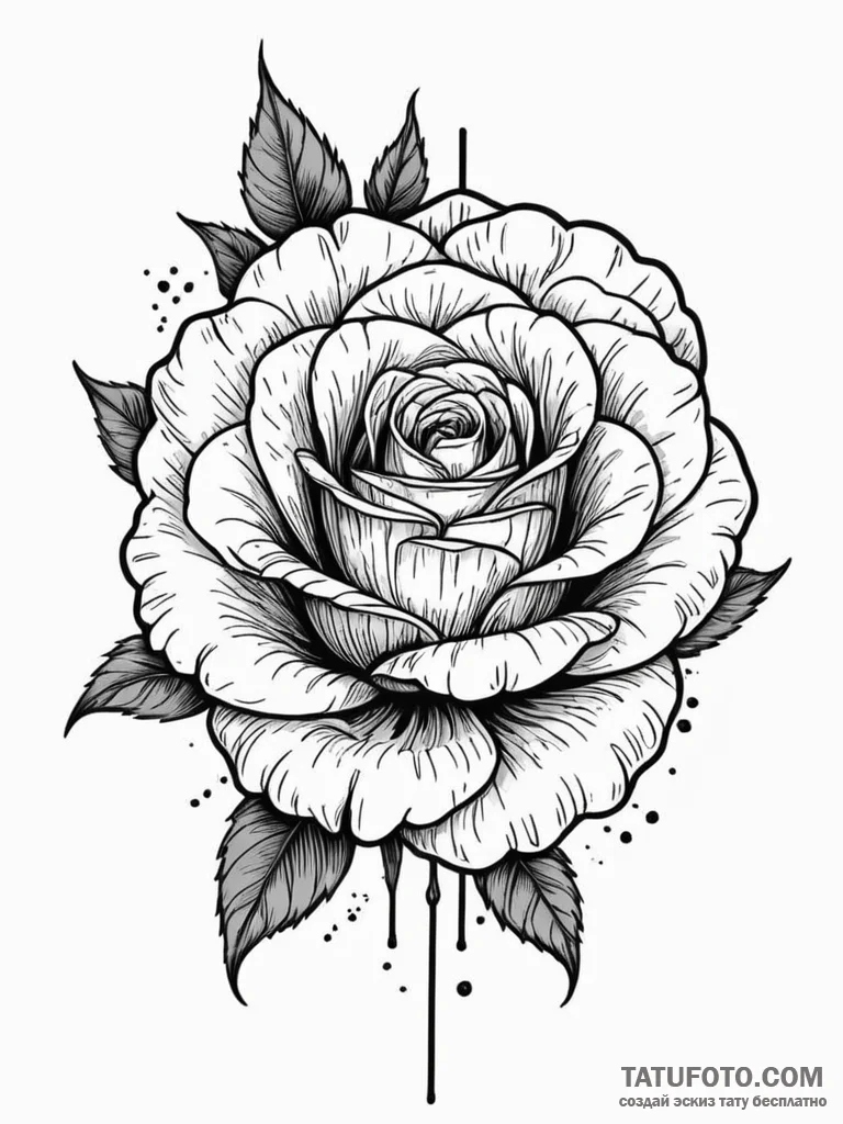 Ashen rose with black petals, ink illustratio... - эскиз тату (№1751793850_0, 06.07.2025 09:24) — Tatufoto.com
