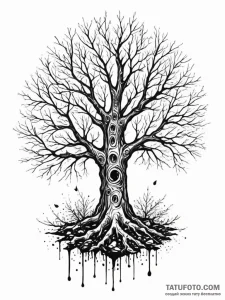Etched relic beneath ancient tree, tattoo ske... - эскиз тату (№1751794779_0, 06.07.2025 09:39) — Tatufoto.com