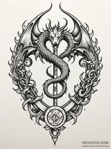 Dragon tongue forming sigils, tattoo flash sh... - эскиз тату (№1751794864_0, 06.07.2025 09:41) — Tatufoto.com