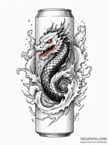 Energy drink can, crushed, with a custom labe... - эскиз тату (№1751794949_0, 06.07.2025 09:42) — Tatufoto.com
