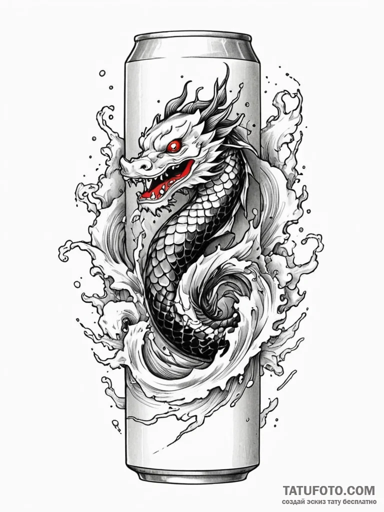 Energy drink can, crushed, with a custom labe… — эскиз тату (№1751794949_0, 06.07.2025 09:42) — Tatufoto.com