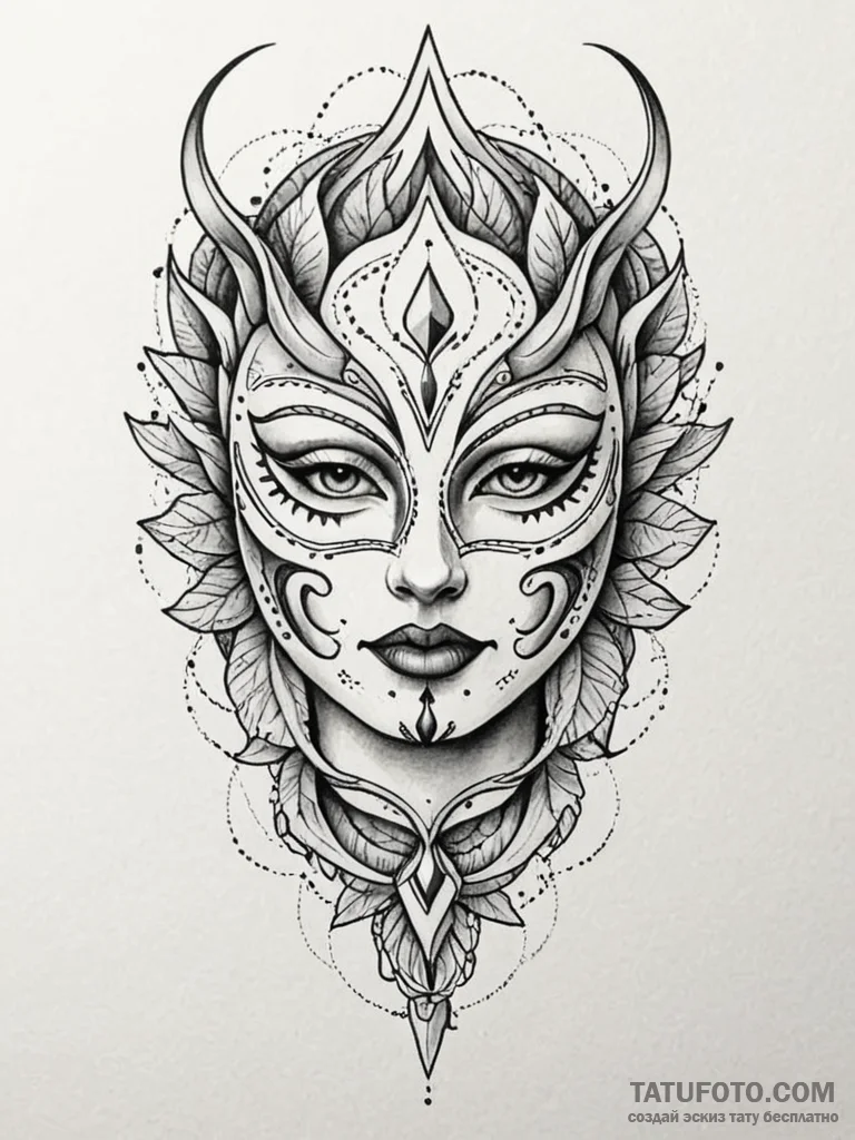Mask, tattoo flash sheet design, clean lines,… — эскиз тату (№1751795956_0, 06.07.2025 09:59) — Tatufoto.com