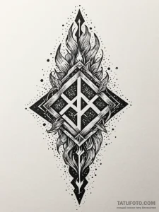 Rune pillar crowned with flame, tattoo flash... - эскиз тату (№1751796040_0, 06.07.2025 10:00) — Tatufoto.com