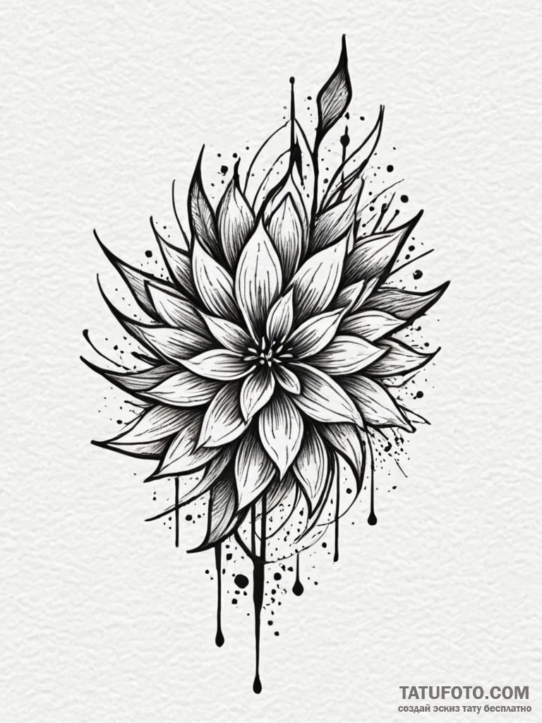 A, ink illustration for tattoo, muted color p... - эскиз тату (№1751796209_0, 06.07.2025 10:03) — Tatufoto.com