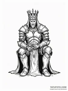 Empty armor kneeling before a ghostly king, t... - эскиз тату (№1751796461_0, 06.07.2025 10:07) — Tatufoto.com