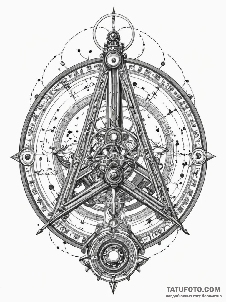 Sextant used to navigate by constellations of... - эскиз тату (№1751798162_0, 06.07.2025 10:36) — Tatufoto.com