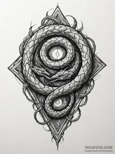 Arcane serpent emerging from portal, artistic... - эскиз тату (№1751798246_0, 06.07.2025 10:37) — Tatufoto.com