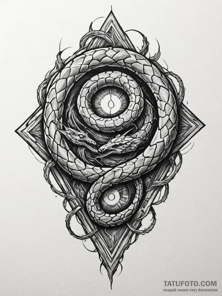 Arcane serpent emerging from portal, artistic... - эскиз тату (№1751798246_0, 06.07.2025 10:37) — Tatufoto.com