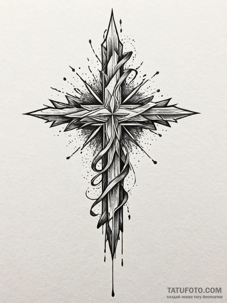 Keystone shattering in spectral storm, tattoo... - эскиз тату (№1751798333_0, 06.07.2025 10:38) — Tatufoto.com
