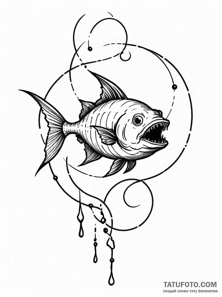 Abyssal anglerfish luring with a captured sta… — эскиз тату (№1751798592_0, 06.07.2025 10:43) — Tatufoto.com
