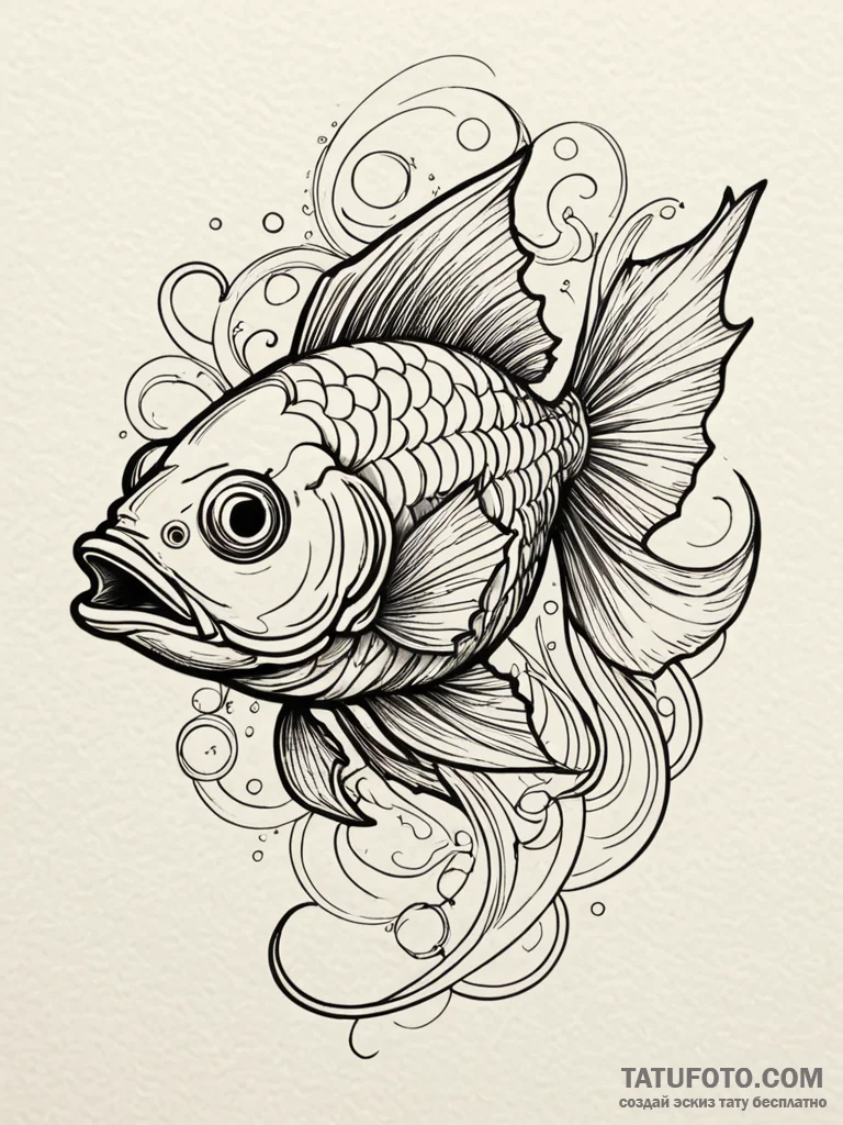 Abyssal fish with glowing fins, tattoo drawin... - эскиз тату (№1751798935_0, 06.07.2025 10:48) — Tatufoto.com