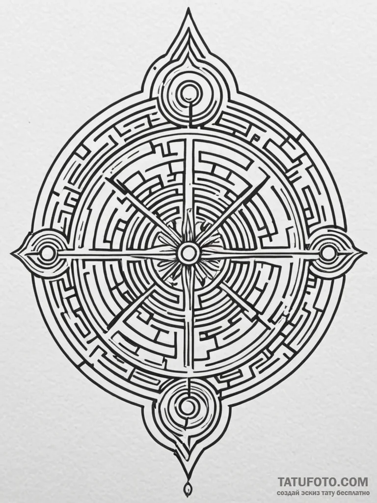 Labyrinth, symbolizing life's journey, with a... - эскиз тату (№1751799106_0, 06.07.2025 10:51) — Tatufoto.com