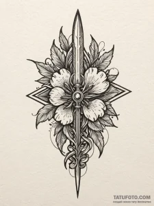 Nymph dagger beneath spectral bloom, tattoo s... - эскиз тату (№1751799365_0, 06.07.2025 10:56) — Tatufoto.com