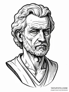 Stoic philosopher's bust (e.g., seneca), carv... - эскиз тату (№1751799790_0, 06.07.2025 11:03) — Tatufoto.com