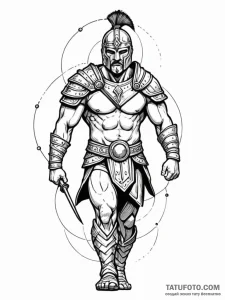 Gladiator, tattoo sketch design, dotwork tatt... - эскиз тату (№1751800046_0, 06.07.2025 11:07) — Tatufoto.com