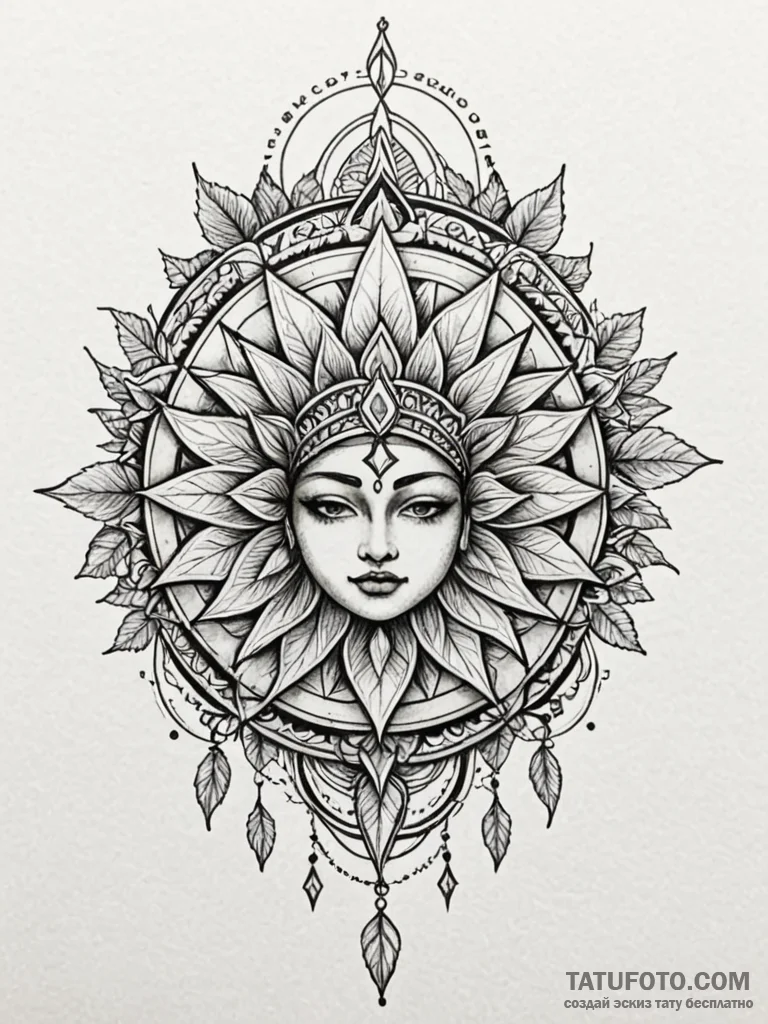 Glyph-etched helm crowned in ivy, tattoo sket... - эскиз тату (№1751800132_0, 06.07.2025 11:08) — Tatufoto.com