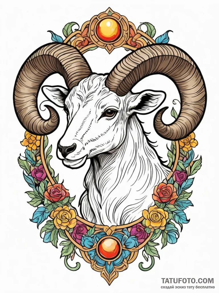 Aries, tattoo line art, neo traditional tatto... - эскиз тату (№1751800217_0, 06.07.2025 11:10) — Tatufoto.com