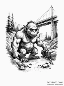 Troll under a bridge - эскиз тату (№1751800301_0, 06.07.2025 11:11) — Tatufoto.com