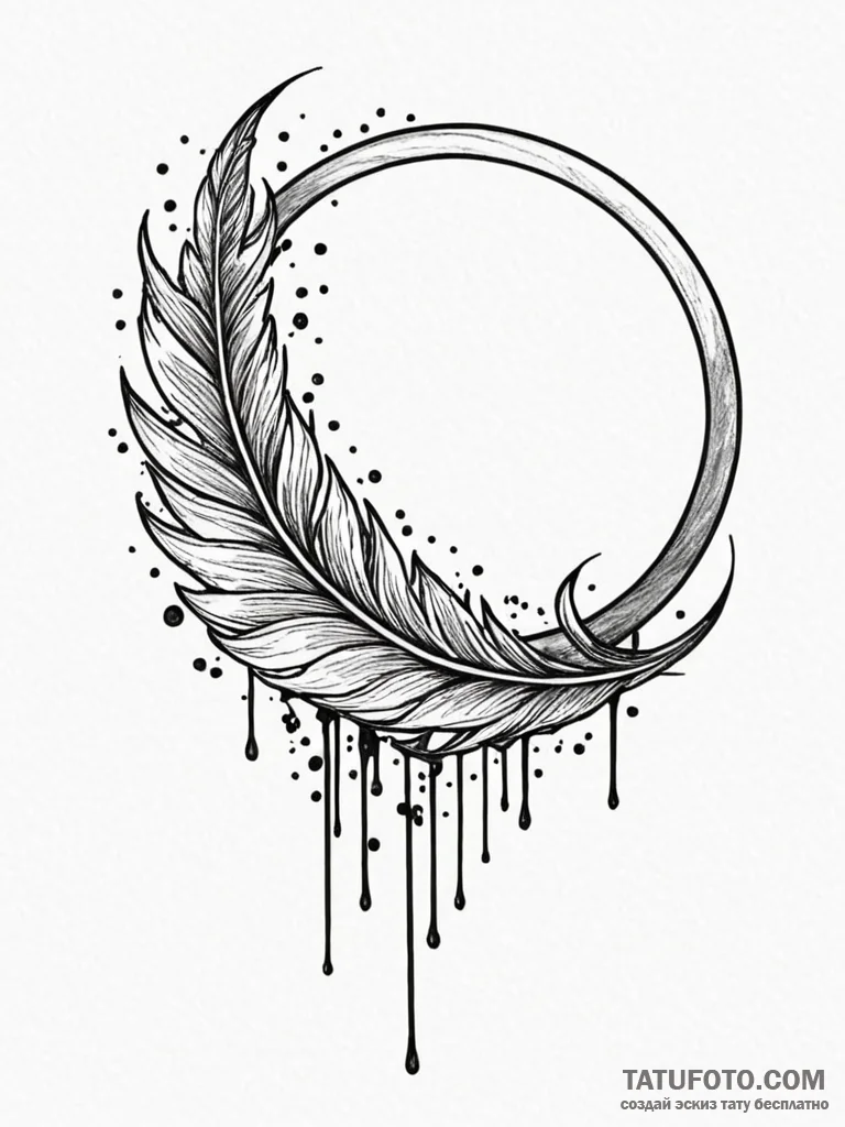 Quill beneath spectral halo, artistic tattoo... - эскиз тату (№1751801066_0, 06.07.2025 11:24) — Tatufoto.com