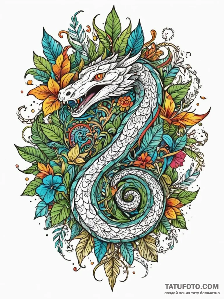 Jungle serpent crowned with starlight, artist... - эскиз тату (№1751801151_0, 06.07.2025 11:25) — Tatufoto.com