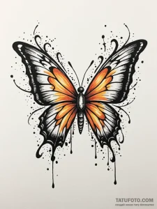 Apocalyptic butterfly with burning wings, con... - эскиз тату (№1751801236_0, 06.07.2025 11:27) — Tatufoto.com