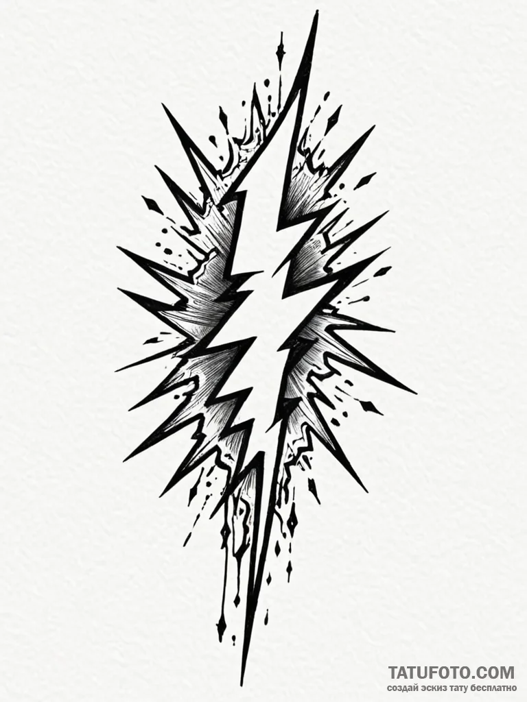 Lightning striking shattered blade, tattoo sk... - эскиз тату (№1751801493_0, 06.07.2025 11:31) — Tatufoto.com