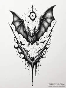 Bat, ink illustration for tattoo, masterpiece... - эскиз тату (№1751801832_0, 06.07.2025 11:37) — Tatufoto.com