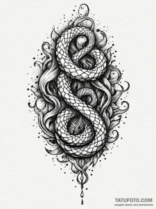 Angelic serpent weaving light, tattoo sketch... - эскиз тату (№1751802006_0, 06.07.2025 11:40) — Tatufoto.com